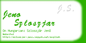 jeno szloszjar business card